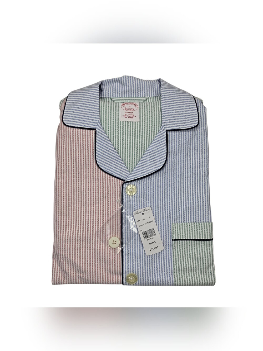 Brooks Brothers Pajamas Set Mens Small Multicolor Striped Luxury New NWT